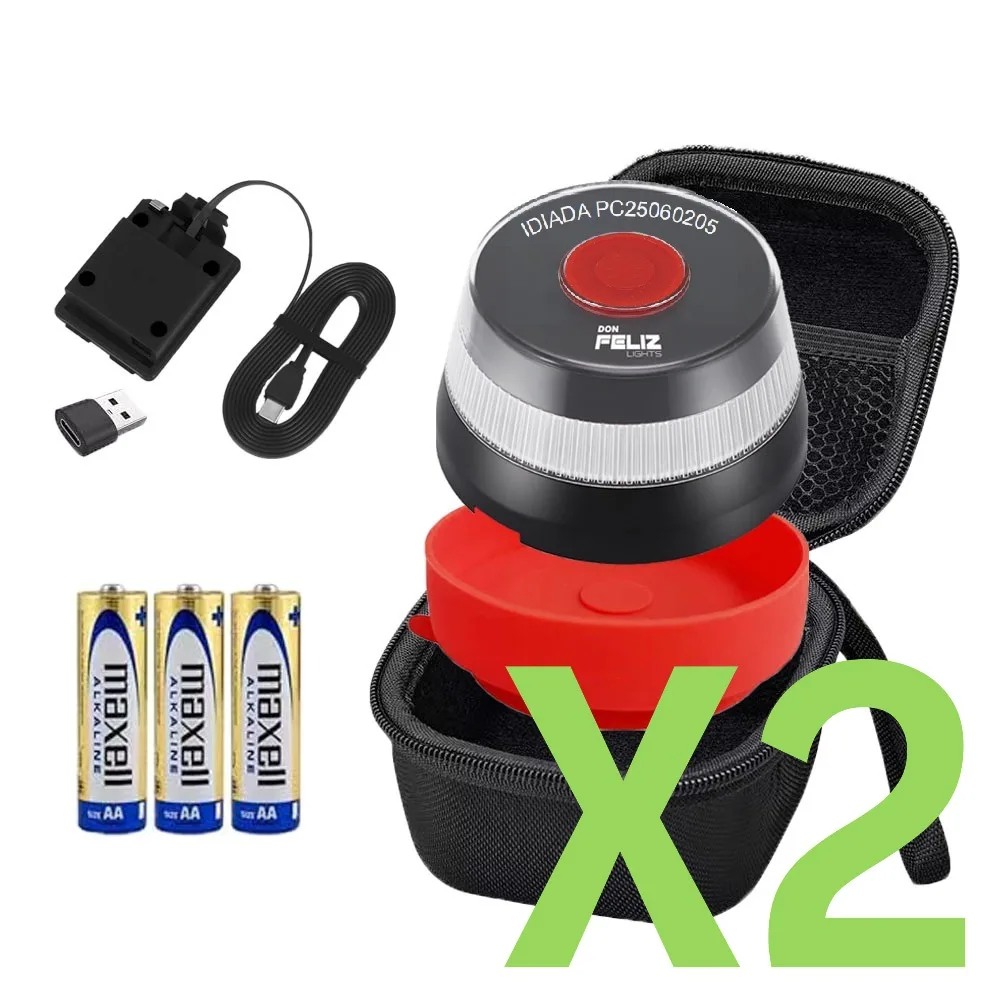 2x happy don. V16 emergency beacon kit connected with dgt 3.0 geolocation, approved emergency light, connected and authorized by dgt, v16 signal with batteries included, telephone data connectivity until 2038, 360 degree vision