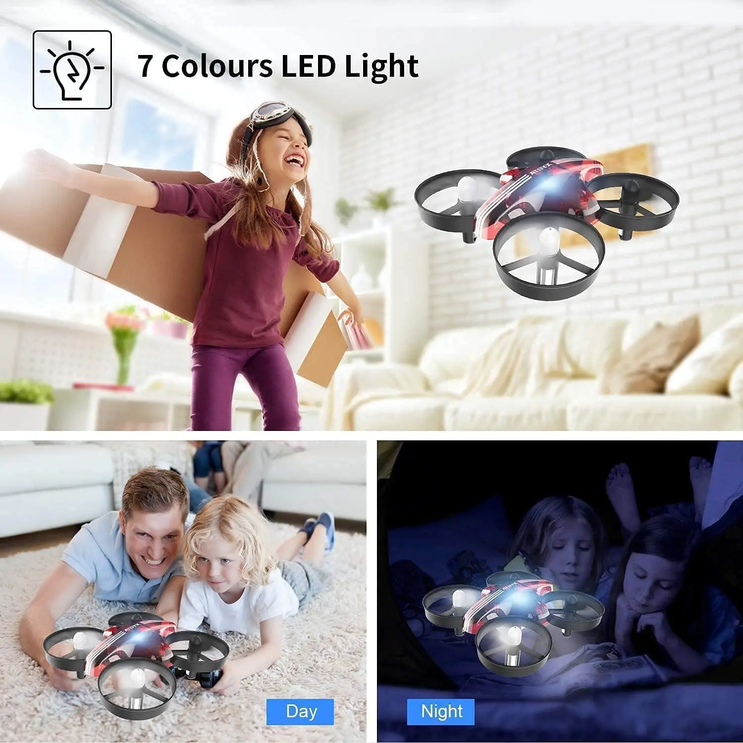 Mini Drone per bambini e principianti, Drone per bambini telecomandato con rotazione 3D, volo stazionario automatico, modalità senza testa, 3 batterie - immagine 3
