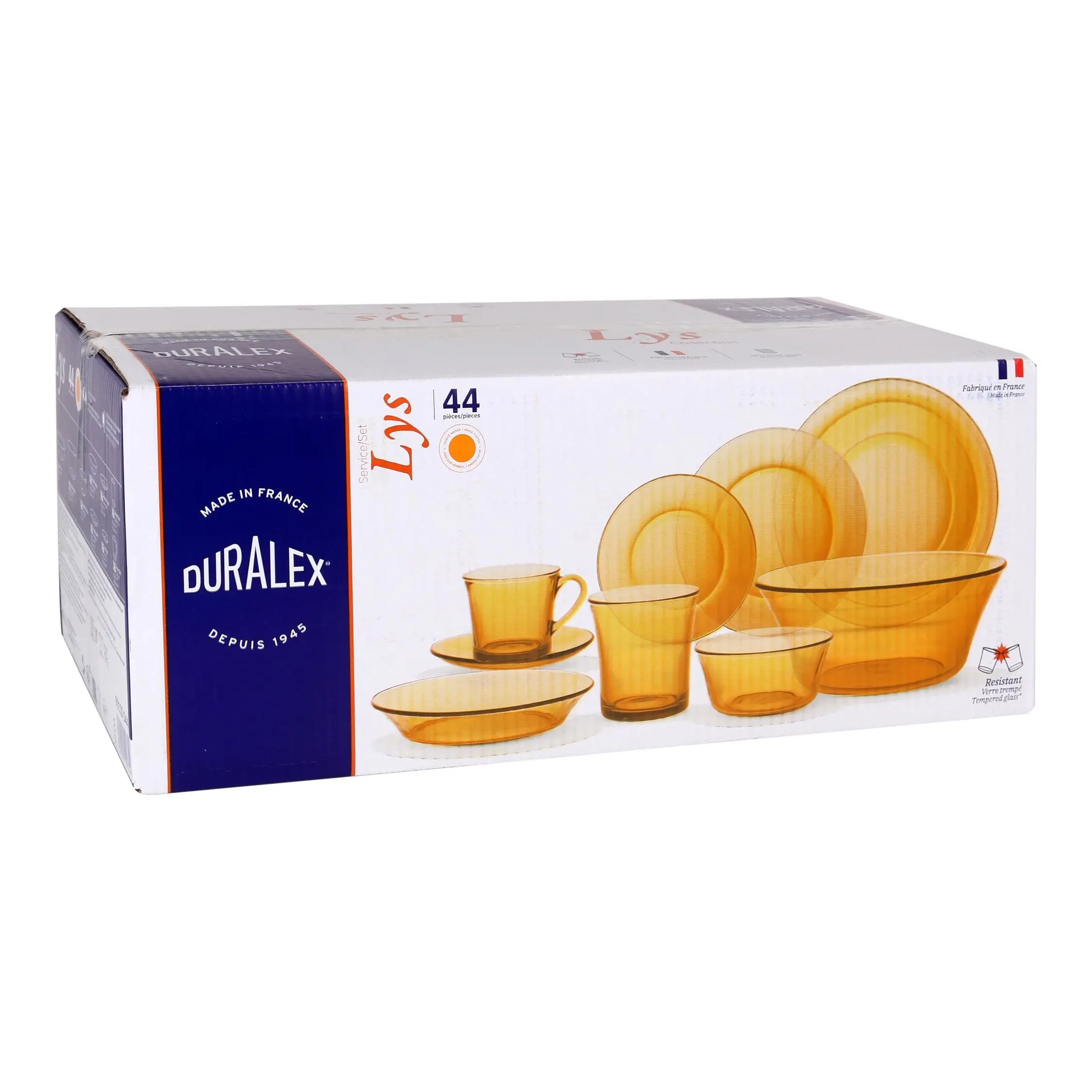 Duralex Set Completo de Vajilla de Vidrio Templado 44 Piezas