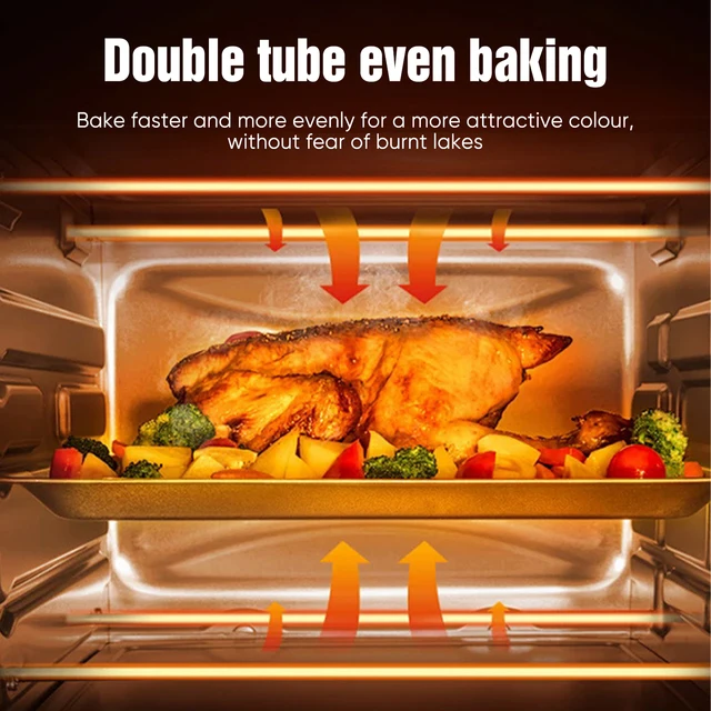 13L freidora eléctrica de aire, Horno negro multifuncional, tostadora de encimera, horno de doble capa para tostadas, Broil, asados y repostería - Imagen 4