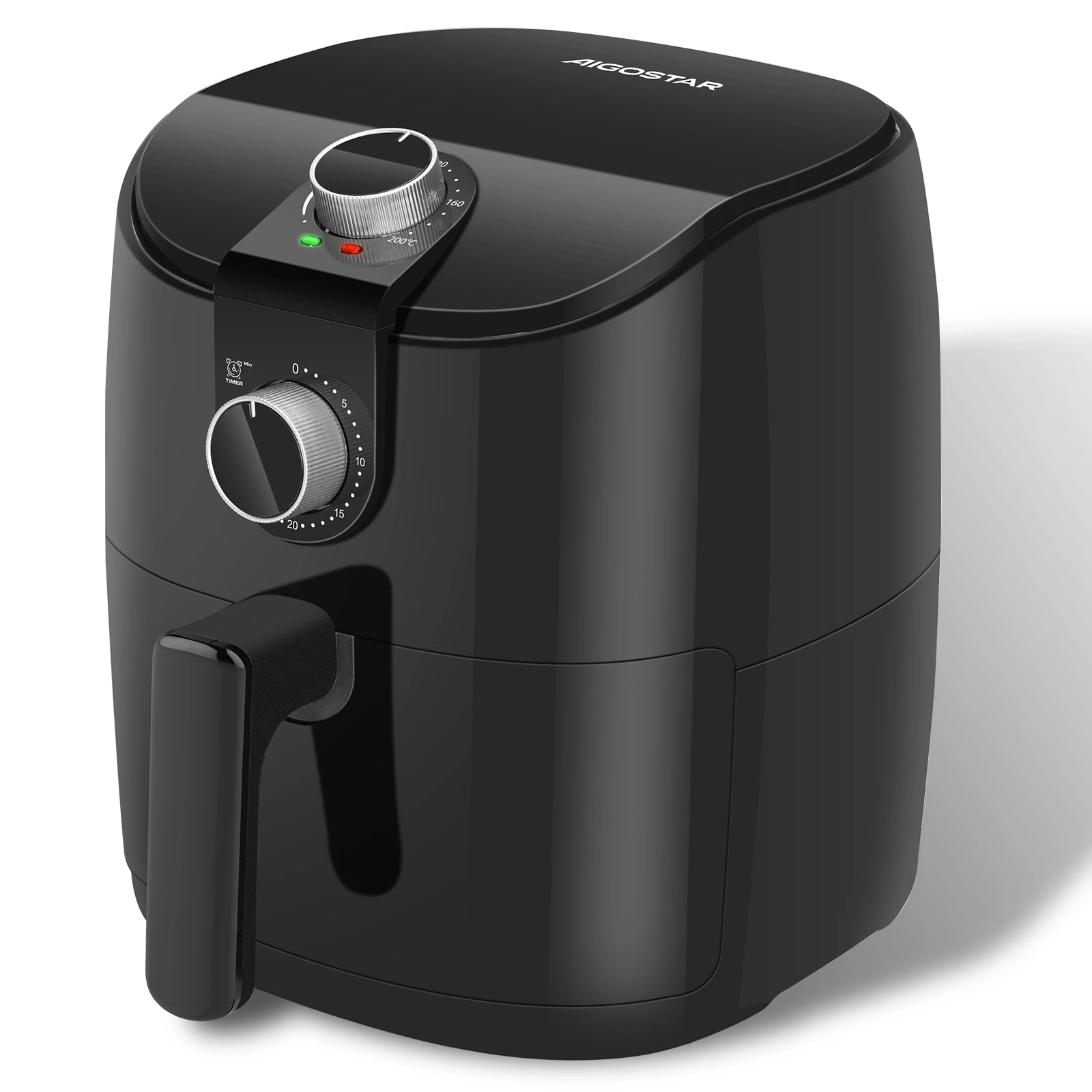 AIGOSTAR Freidora de Aire de 4L, Tiempo y Temperatura Ajustables, Rejilla Antiadherente Desmontable, 1500W
