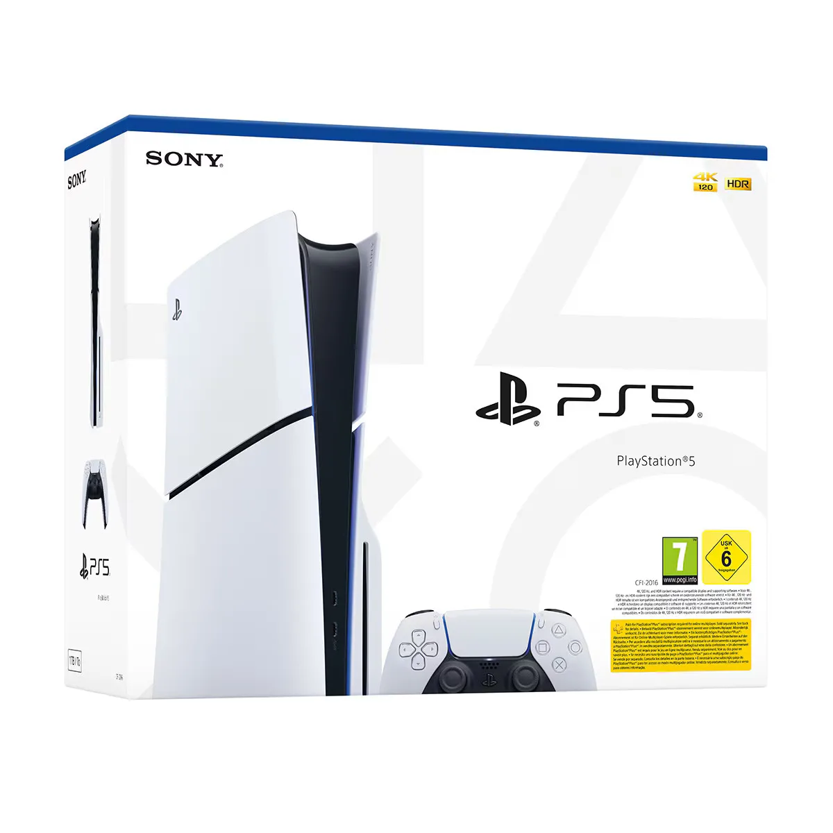 PlayStation 5 Slim - Chasis E, 1TB Console with DualSense Controller, features optimized design and hardware, supports 4K at 120 FPS, and is compatible with PS5 and PS4 games, ideal for gamers looking for next-gen performance.