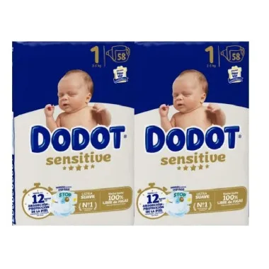 Pañales Dodot Sensitive Talla 1. Pack Ahorro 116 Und