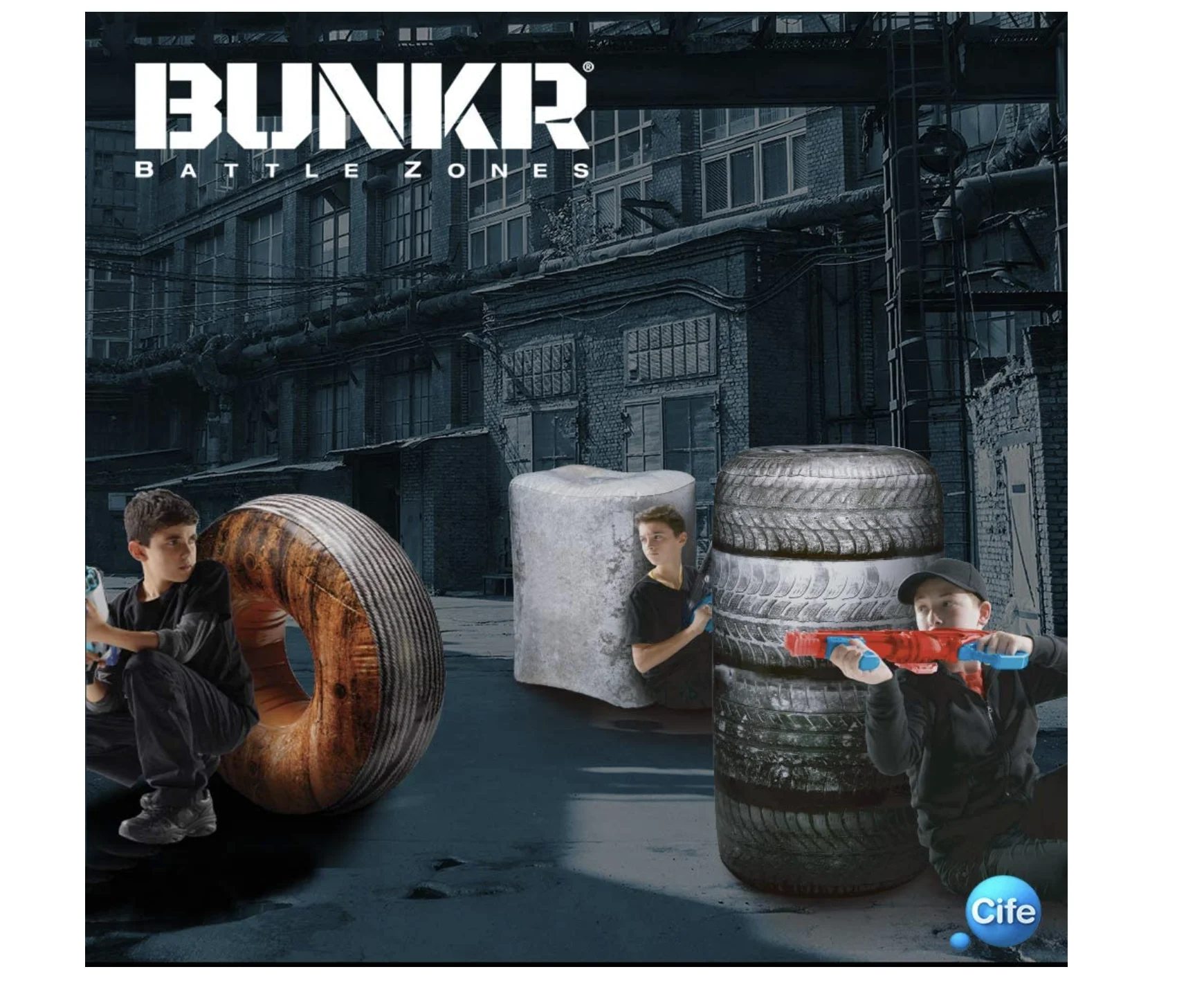 Bunkr- buttle zone take cover tire stack assortment. Inflatable