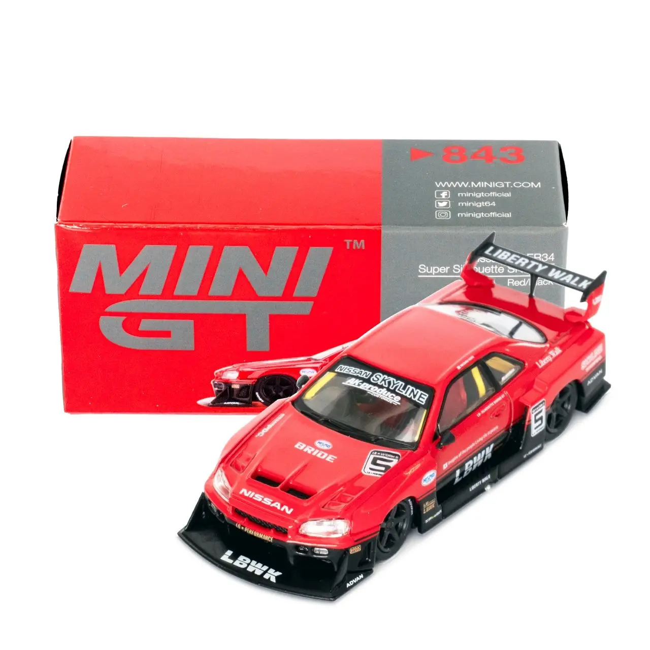 Mini GT Nissan Skyline GT-R (R34) Super Silhouette Rojo/Negro 2024