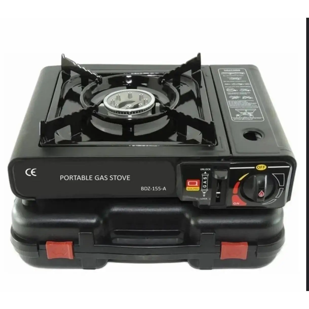 COCINA DE GAS PORTATIL - CAMPING - 1 FUEGO - SOPORTE DE SARTEN ESMALTADO - CAMPINGAS - INCLUYE MALETA - NO INCLUYE LATAS - VALE PARA LATA Y  BUTANO