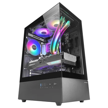 Mars Gaming MC-XO, Caja Gaming ATX, Doble Cristal Templado Continuo, Ventilador FRGB 120mm, Sistema de Refrigeración SIDECOOL, Semitorre PC con Diseño de Doble Cámara, Amplia Capacidad Interna, Caja Gamer Negra o Blanca
