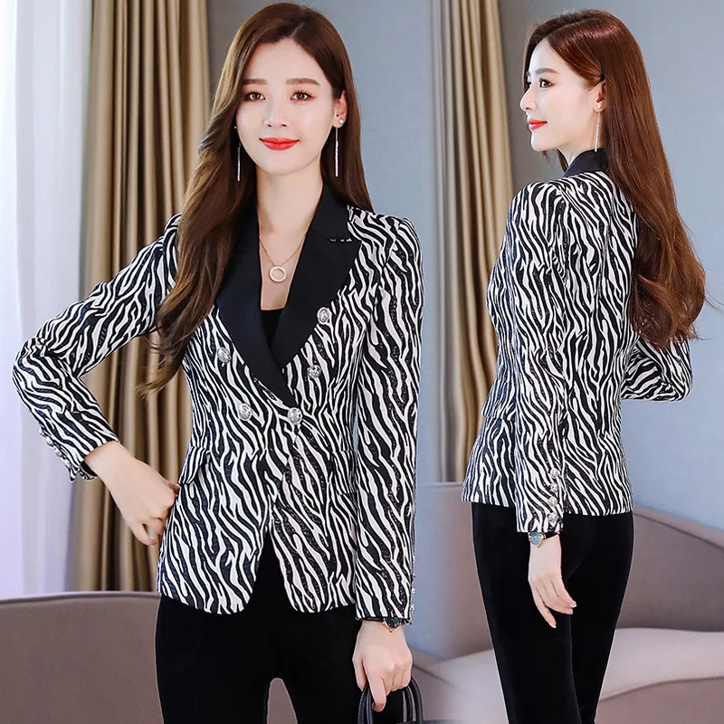 

Autumn Leopord Pattern Suit Women's Spring And Autumn Short Jacket Western Style 2019 New Style Korean-style Fashion Slim Fit Sm