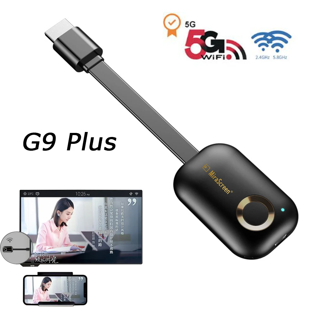 ТВ-флешка Chromecast Mira screen G9 Plus 2 4G 5G 4K HDMI Wifi Dongle для Netflix Youtube Spotify Chrome Cast Mirror Screen Airplay |