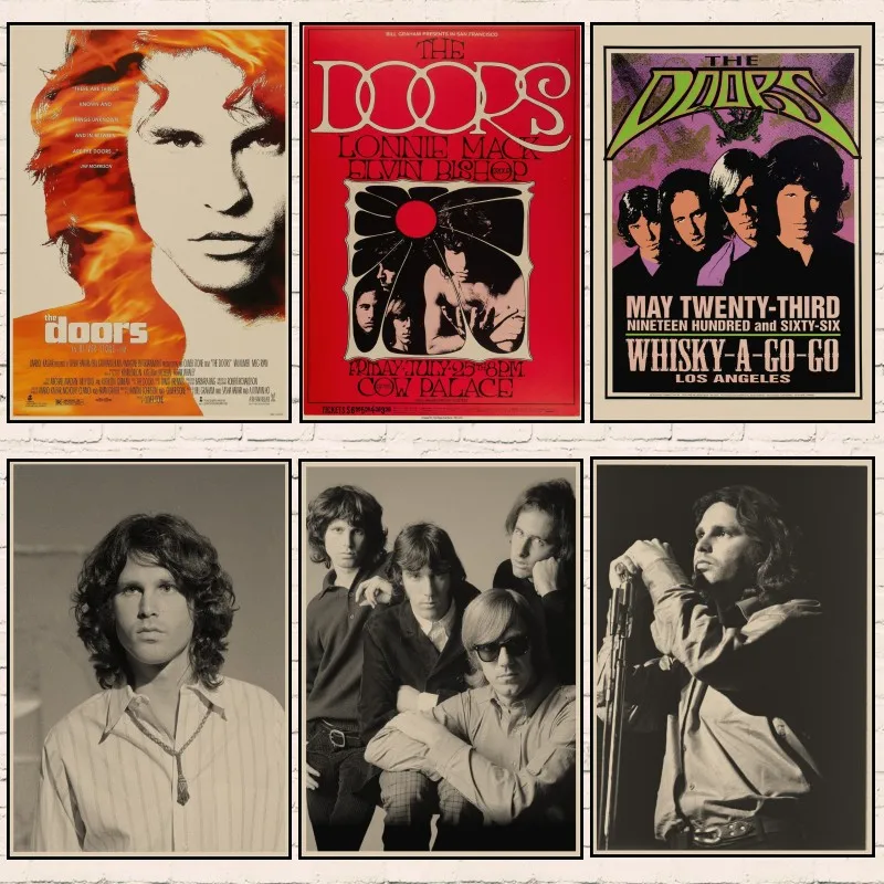 The-Doors-Jim-Morrison-Vintage-Retro-rock-band-music-Guitar-Matte-Kraft-Paper-Poster-Wall-Sticker