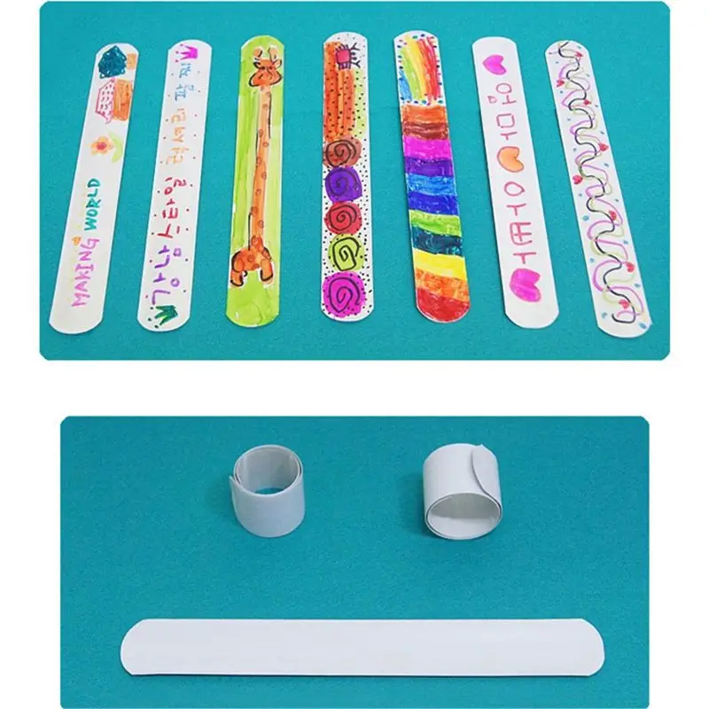 12 Pcs DIY Blank Slap Bracelets Party Favors Easter Gifts for Kids Art Craft Kindergarten 30pcs diy blank slap bracelets party gifts toys for kids painting graffiti