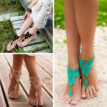 Ручной работы крючком переплетения Свадебные аксессуары Йога браслет на ногу аксессуары сандалии