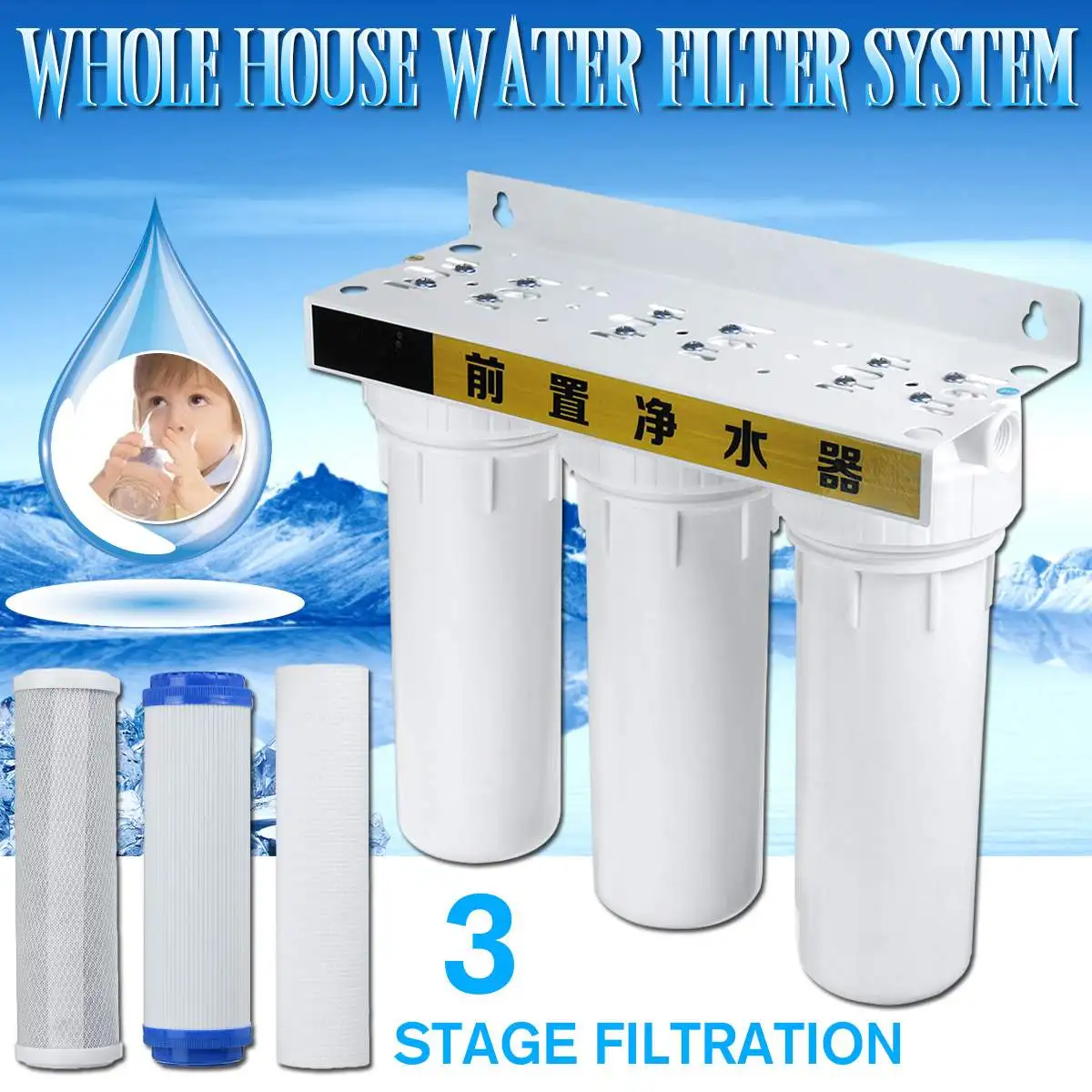 

10 inch faucet Water Purifier 3 Filter Cartridge PP UDF CTO General Kitchen Front Water Purifier For Household Straight Drinking