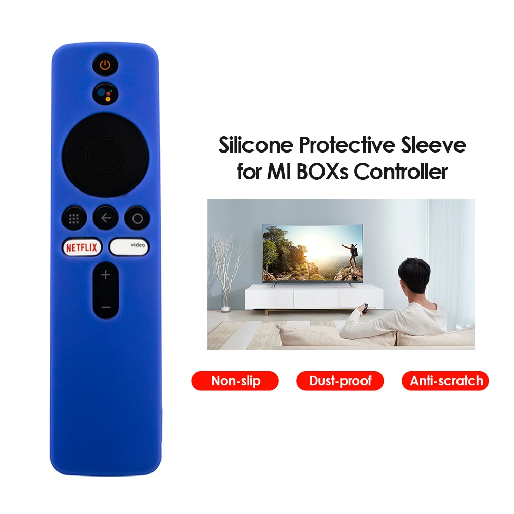 Silicone Protective Case for Xiaomi Mi TV Box S (2nd Gen) Remote, 4K TV  MiBoX 2nd Gen Stick Remote Control Anti Slip Silicone Protective Skin Cover