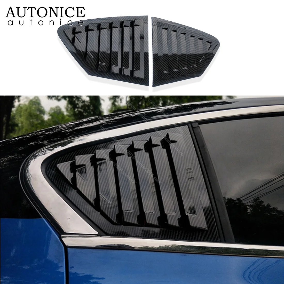 

Fit for Ford Focus Sedan hatchback 4D 2019 2pc Carbon fiber color Rear Quarter Panel Window Side Louvers Vent trim