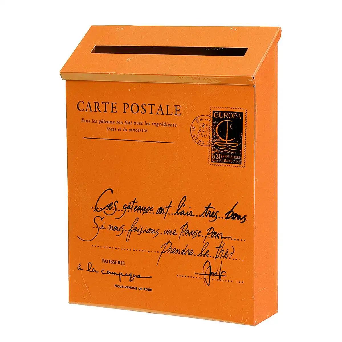Ретро американский пасторальный настенный почтовый ящик мода ведро газета коробки почтовый ящик металлический буквенный замок для почтового ящика украшения сада - Цвет: Оранжевый