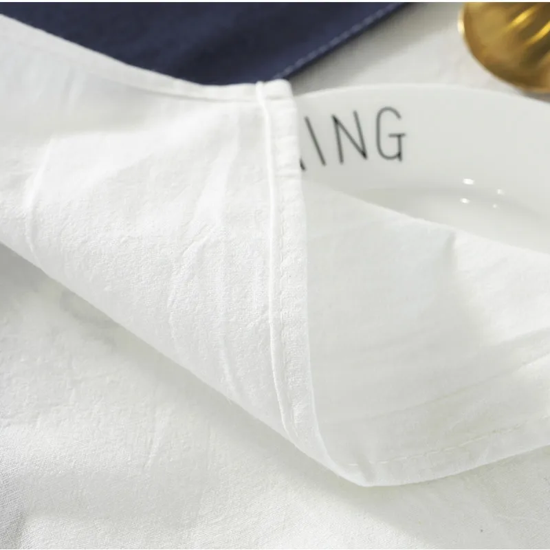 Minimalist white pleated cotton tablecloth Hotel Wedding Restaurant dining table cloth Cover towel Cloth