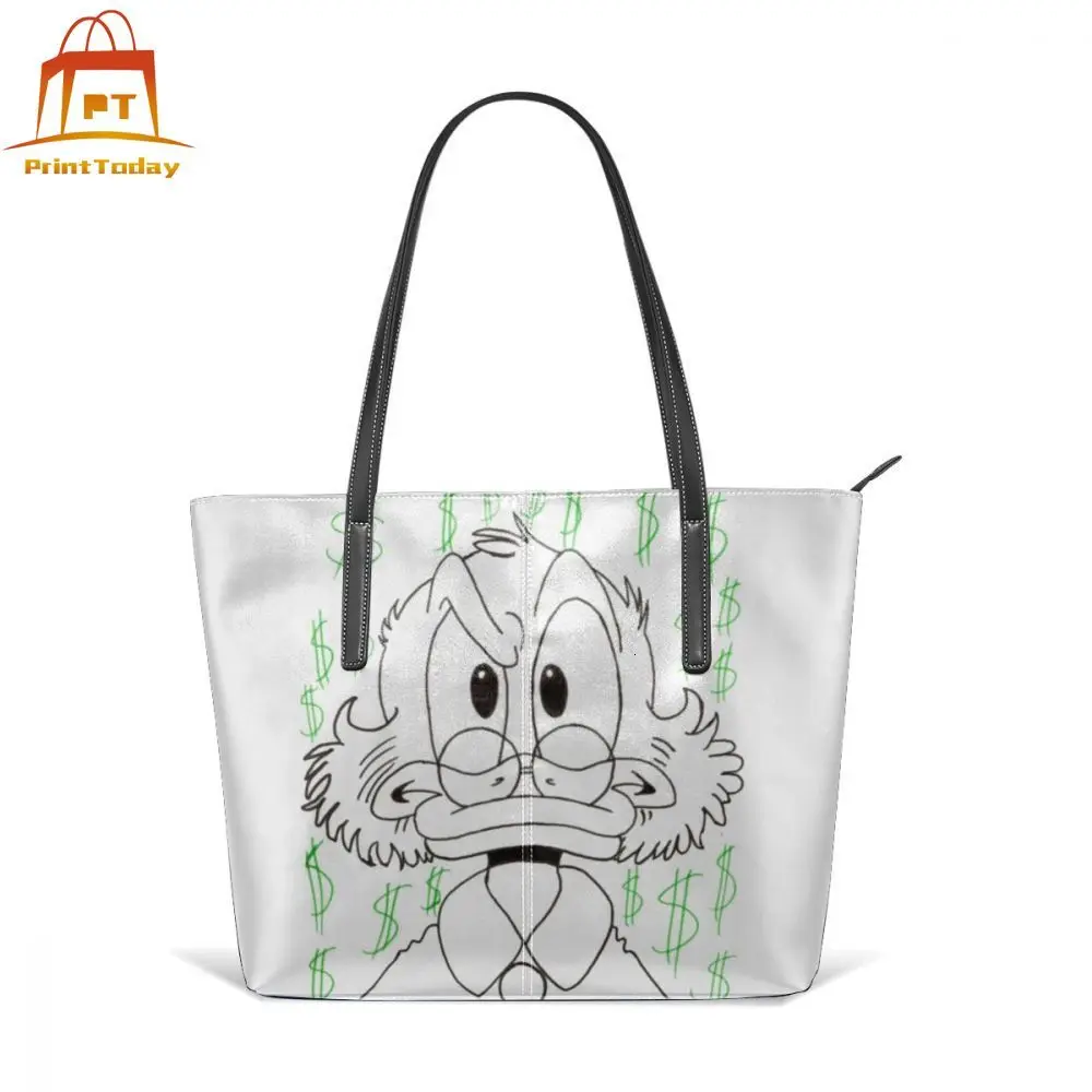 Сумка-тоут Uncle Scrooge с короткими ручками для рисования, модная кожаная сумка-тоут с узором, женские сумки для подростков