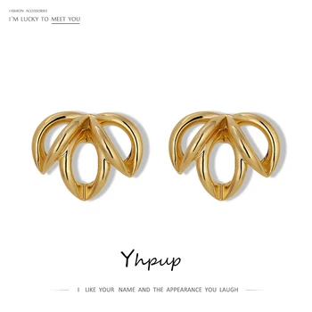 

Yhpup Statement Geometric Stud Earrings Charm Metal сережки Minimalist Hollow Earrings Jewelry for Women Boucle D'Oreille 2020