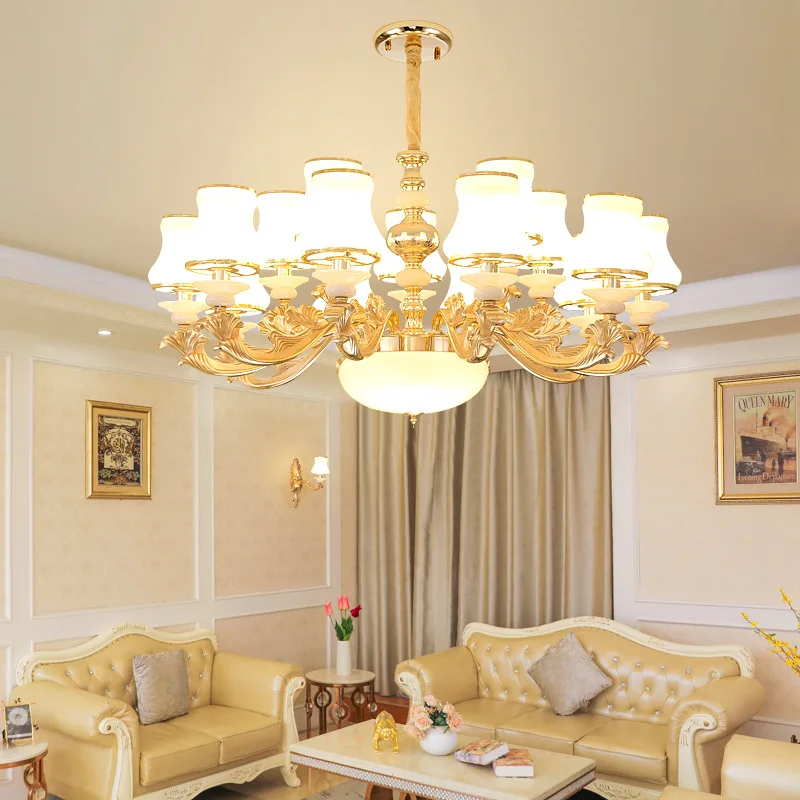 

European Style Crystal Jade Living Room Chandelier Simple European Restaurant Light Simple Glorious Bedroom Lamp European Style