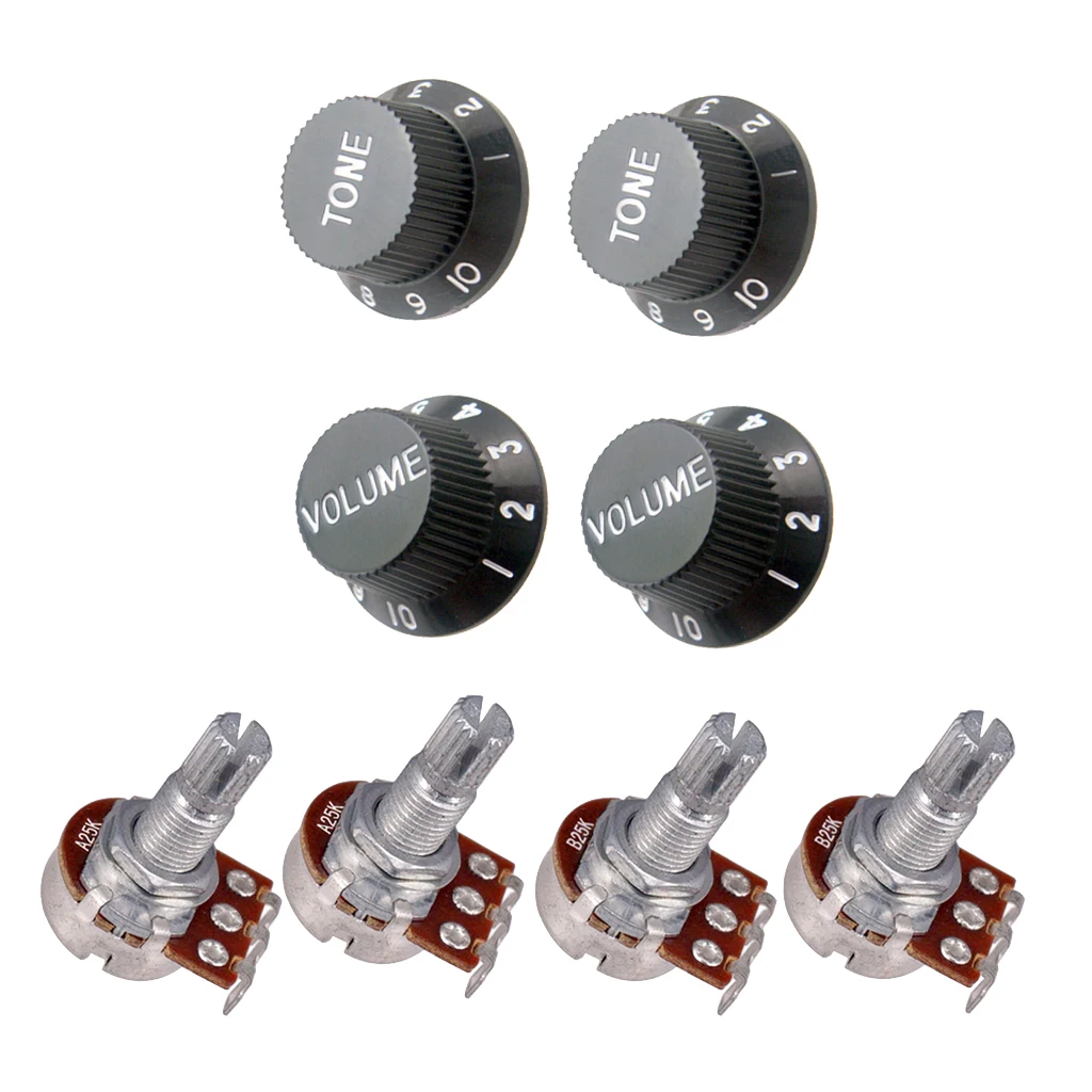 Guitar Speed Control Knob and 18mm Split shaft Guitar Volume Tone Pots Black