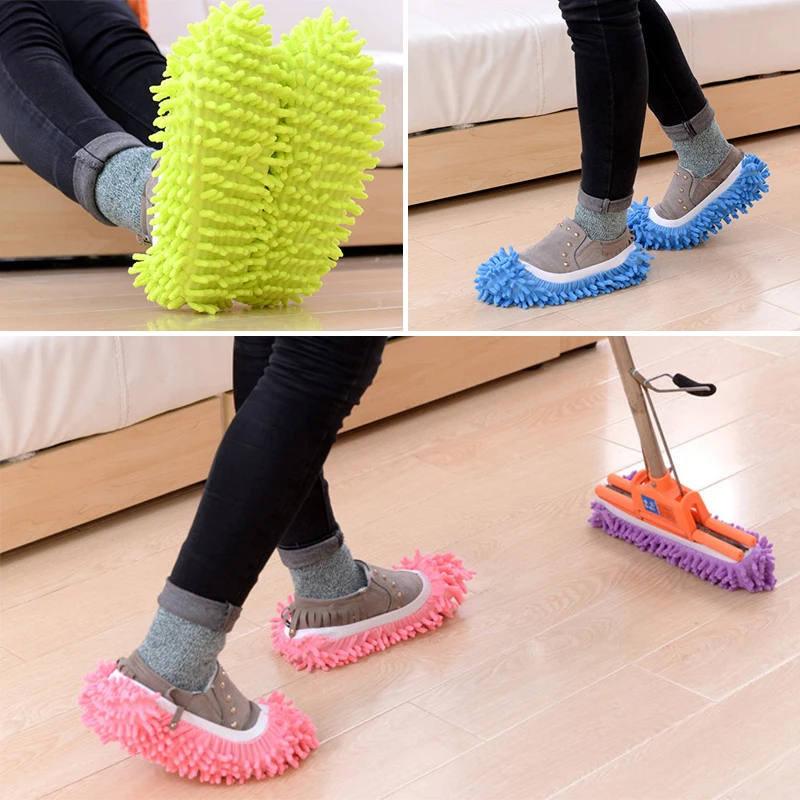 2Pcs Mop Slippers Lazy Floor Foot Socks Shoes Quick Polishing Cleaning Dust
