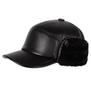 SILOQIN Dad's Hat New Style Man Ear Protection Baseball Cap Winter Middle Old Aged Thicken Keep Warm Leisure Motion Winter Hats - Цвет: Black