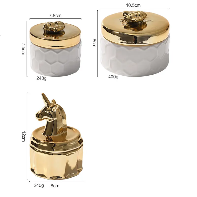 Нордическое украшение дома керамическая коробка для ювелирных изделий брелок коробка Единорог и пчела животных брелок банка канистра для хранения Voorraadbus