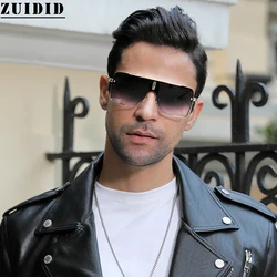 New 2021 Square Rimless Man Sunglasses Luxury Big Box Siamese Sunglasses Women Fashion Brown Glasses Tide Lentes De Sol Hombre