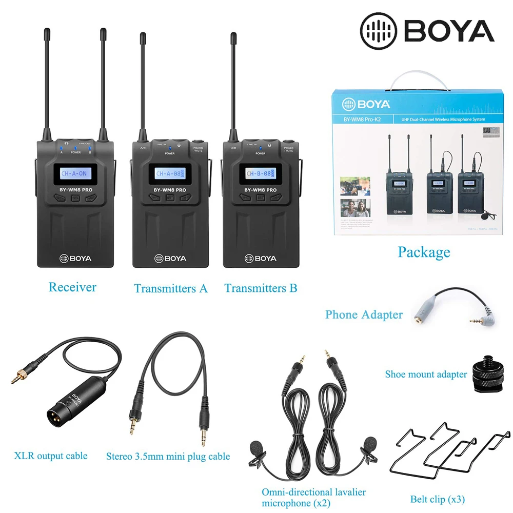 BOYA WM4 Pro K2 K1 BY-WM6 BY-WM5 BY-WM8 UHF Беспроводной микрофон Системы всенаправленный петличный микрофон для ENG DV DSLR