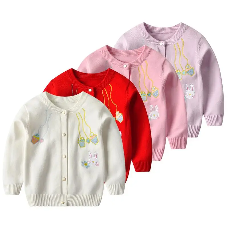 

Baby Girls Sweater Toddler Embroidered Cardigan Kids Korean Cartoon Jacket Fall Cute Coat Children Knitwear Clothes Outerwear