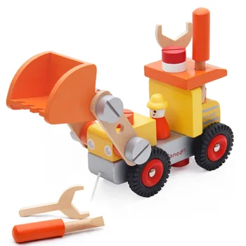 

Export Wood Disassembly luo mu che Combination Hands-on Disassembly Cartoon Tool Forklift Multi-functional Bulldozer Toy