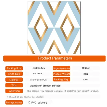 

10 Pcs 20x20cm Waterproof Wear Resistant Tiles Wall Stickers Bathroom Kitchen Home Decor Stripe Marble Tile Anti-slip Stickers