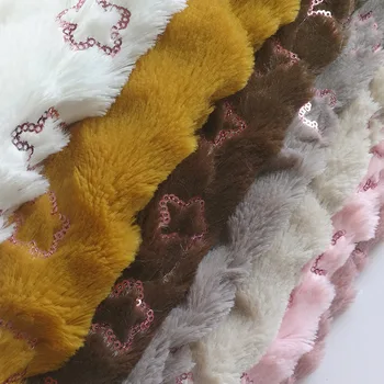 

Faux fur PV velvet sequin embroidered five-pointed star fashion shoes and hats bags home textile fabrics