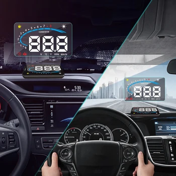 

Universal Auto Mirror HUD Car Head Up Display Windshield Projector Security Alarm Overspeed RPM Voltage Speed Warning System