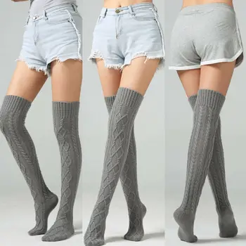 

Women Winter Warm Solid Leg Warmers Knitting High Over Knee Socks Elegant Winter Fall Ruffles Trim Leg Warmers Boot Topper Socks