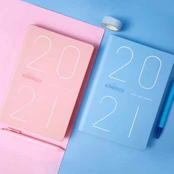 

2021 planner New Fashion Agenda 2021 Pure English language Thicken notebook A5 Leather soft cover School Efficiency journal