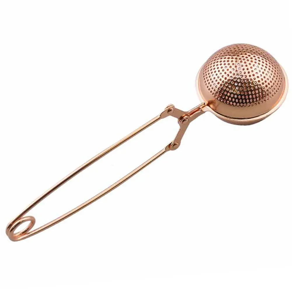 Mesh Filter Strainer Home Sphere Spice Rose Gold Practical Diffuser Ball Shape Coffee Herb Tea Infuser Handle Stainless Steel