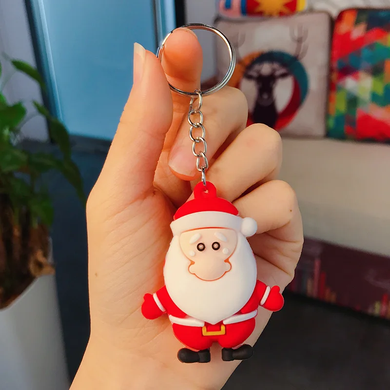 Christmas Santa Snowman Pendants Keychain Ring Cartoon Decoration Pend Y3H1 
