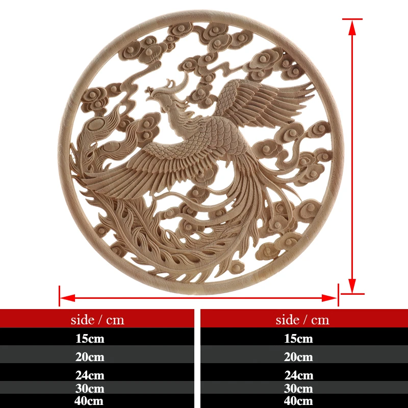 Round Wood Carving Wood Decal Carving Lines Applique Rose Rubber Home Decoration Accessories Cabinet ornament crafts miniature figurines wooden figurine crafts resin crafts glass fruit pendants