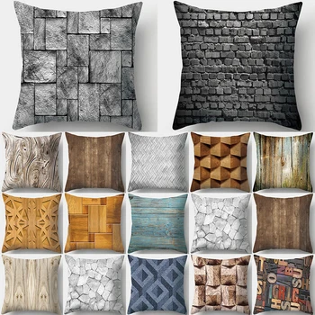 

Wood Stone Pattern Decorative Cushions Pillowcase Polyester Cushion Cover Throw Pillow Sofa Decoration Pillowcover 40962
