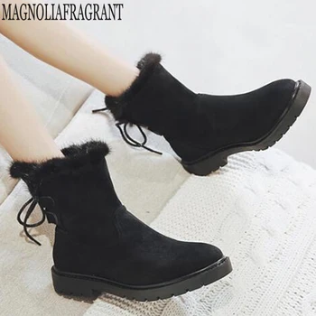 

Women's Snow Boots Plus velvet Thick bottom Lace-up Flat shoes winter boots warm women boots Knee-high Boots women Shoes y29