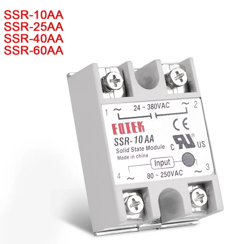 

AC-AC Single Phase Solid State Relay 10A 25A 40A 60A SSR Module SSR 10AA 25AA 40AA 60AA 80-250V AC 220V To 24-380V AC