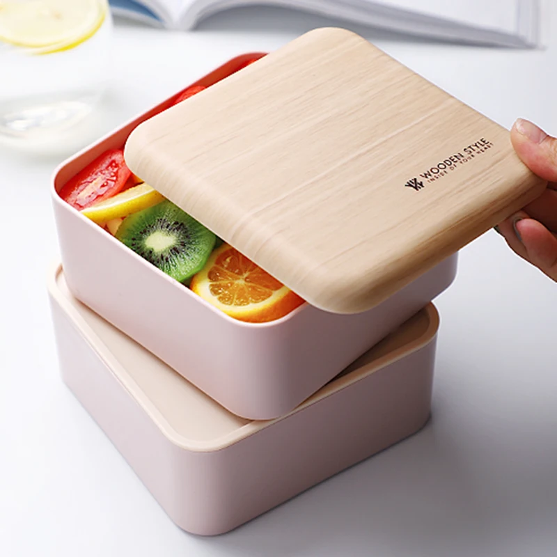 Двухслойная коробка для завтрака 2 сетки Bento коробки японский контейнер