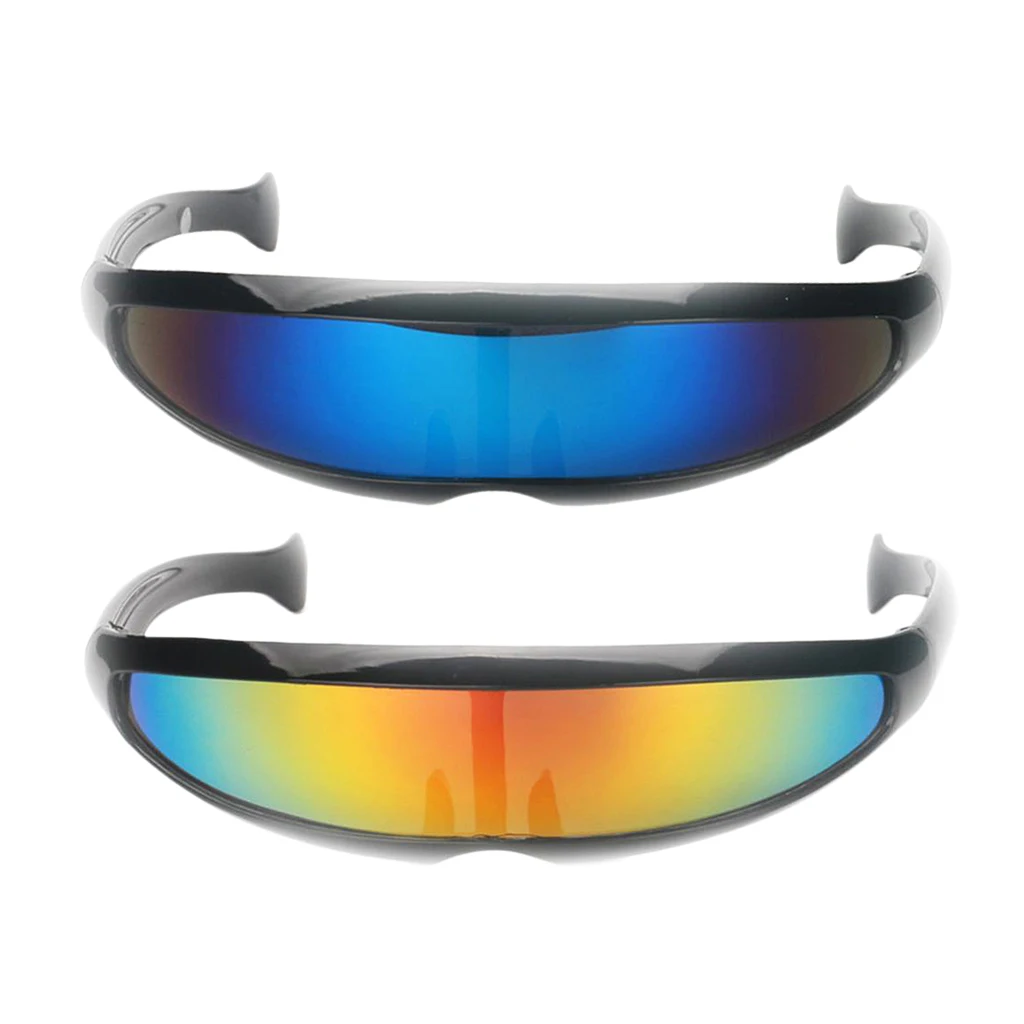 Pack of 2 Novelty Futuristic Cyclops Mirrored Sunglasses Costume Glasses for Adults Kids