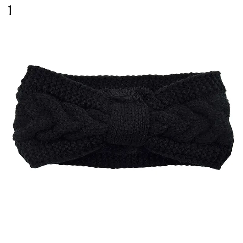 Elegant Warm Knitted Headband For Women Furry Fleece Lined Wide Headwrap Elastic Warmer Ear Crochet Bow Turban Hair Accessories large claw hair clips Hair Accessories