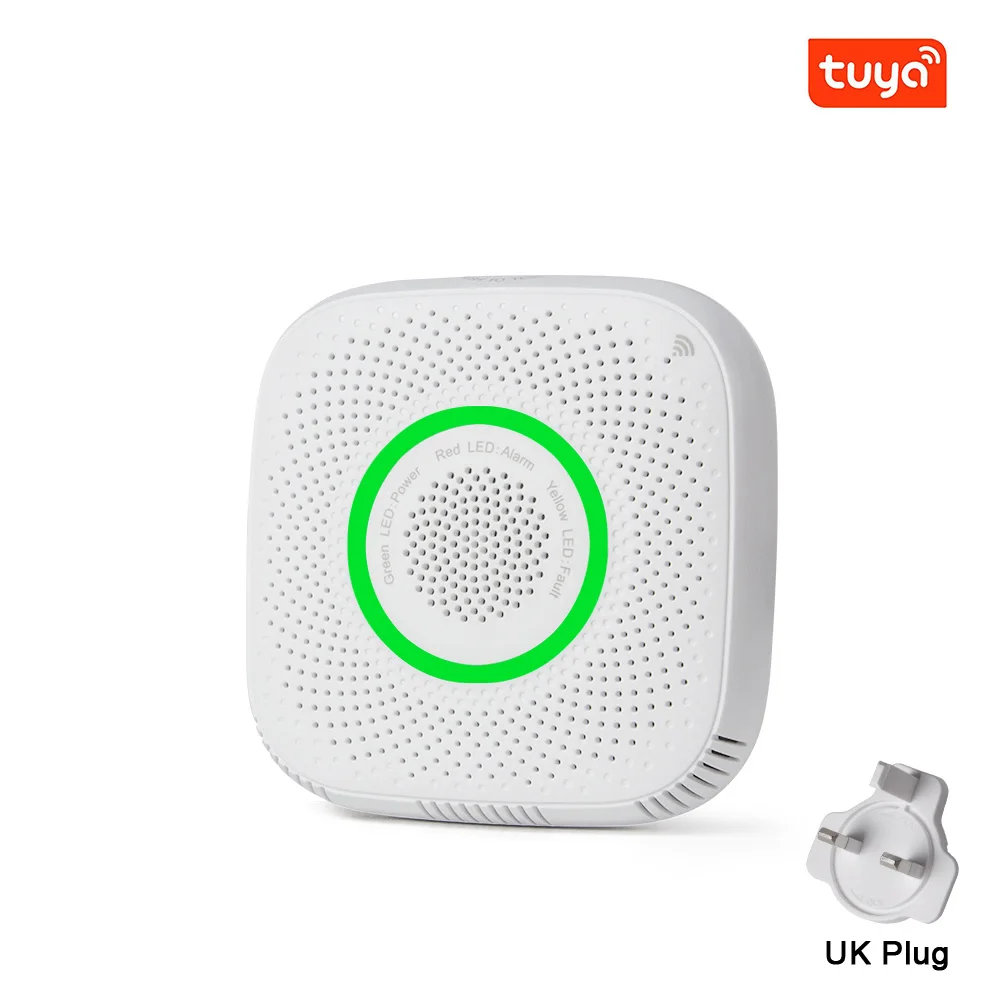 Tuya wifi детектор утечки горючих газов CH4 дистанционный умный мобильный телефон пожарная охранная сигнализация Безопасность умный дом датчик утечки сжиженного газа - Цвет: UK Plug