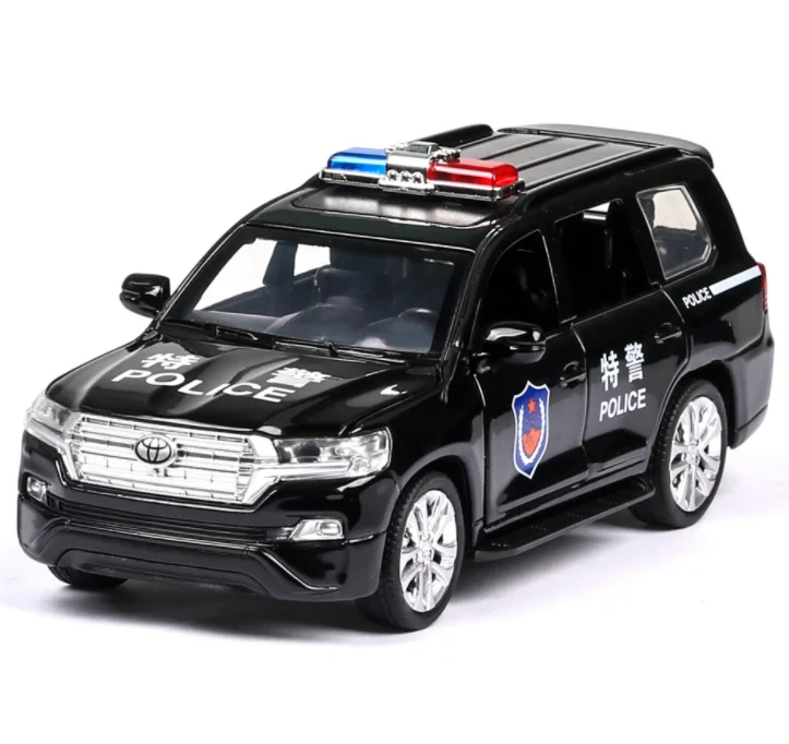 Black Новинка 1:32 литой под давлением литой автомобиль Toyota Land Cruiser модель автомобиля оттягивающийся звуковой светильник игрушечные машинки для детей друзья игрушки подарки машинки - Цвет: Black