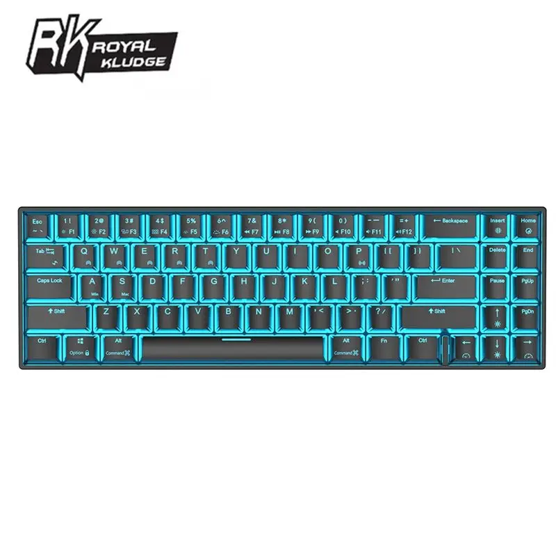 Teclado de Jogo Usb sem Fio Royal Kludge Teclas Mecânico Pequeno Bluetooth 3.0 Gelo Azul Led Retroiluminado Marrom Vermelho Interruptor Rk71 71