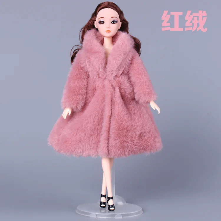 BJD Doll Clothes for 30cm 1/3 Dolls Fashion Plush Coat Doll Accessories Toys for Girls Diy Bjd Clothes Christmas Outfit Dress - Цвет: red